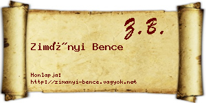 Zimányi Bence névjegykártya